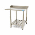 Mesa para Lavavajillas - Profesional - 120 x 75cm - Derecha - con Salpicadero y Estante de Almacenamiento