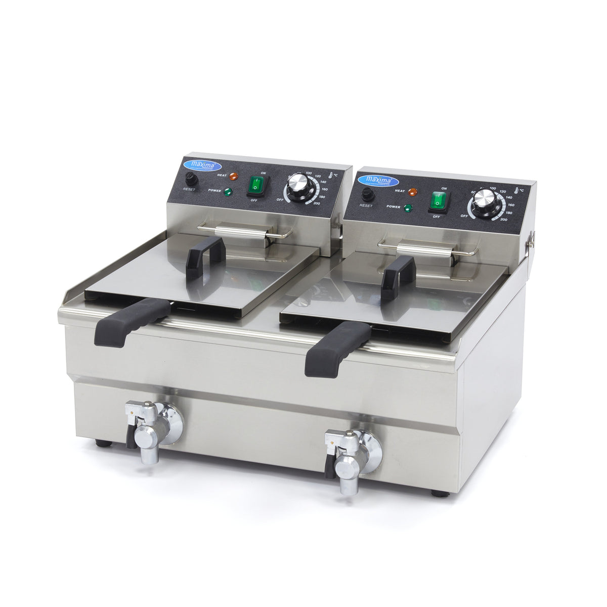 Fritteuse - Professionell - 2 x 10L - 2 Körbe - mit Ablasshahn