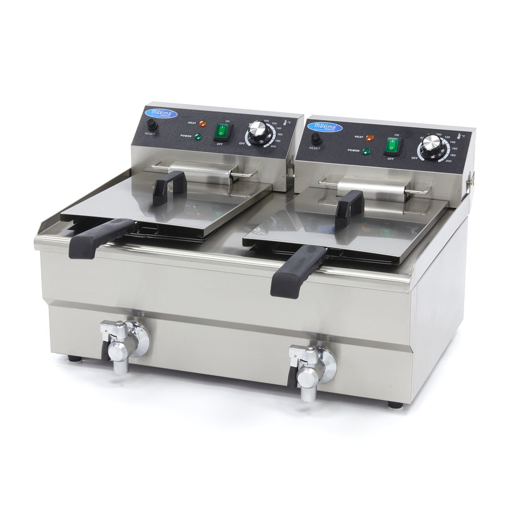 Friggitrice - Professionale - 2 x 13L - 2 cestelli - con rubinetto di scarico