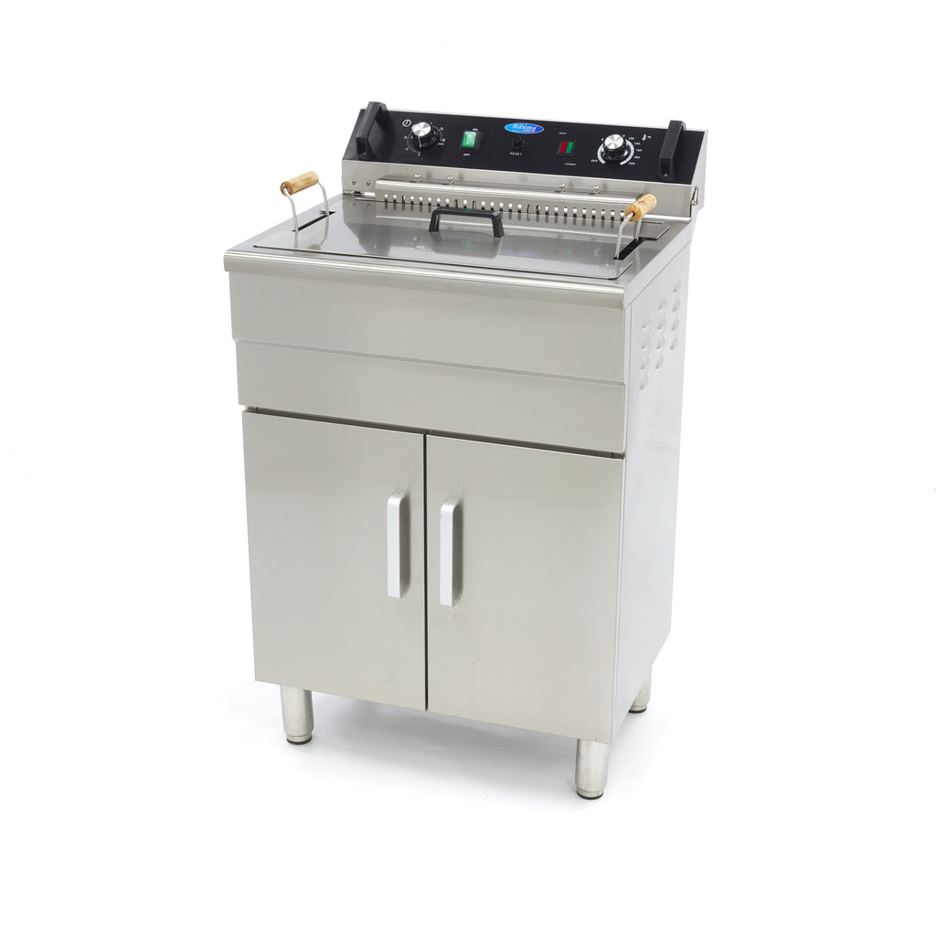 Fritteuse - Professionell - 30L - 1 Korb - mit Ablasshahn und Unterbau