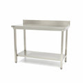 Mesa de Trabajo de Acero Inoxidable - Profesional - 80 x 60cm - Altura Ajustable - con Salpicadero y Estante de Almacenamiento