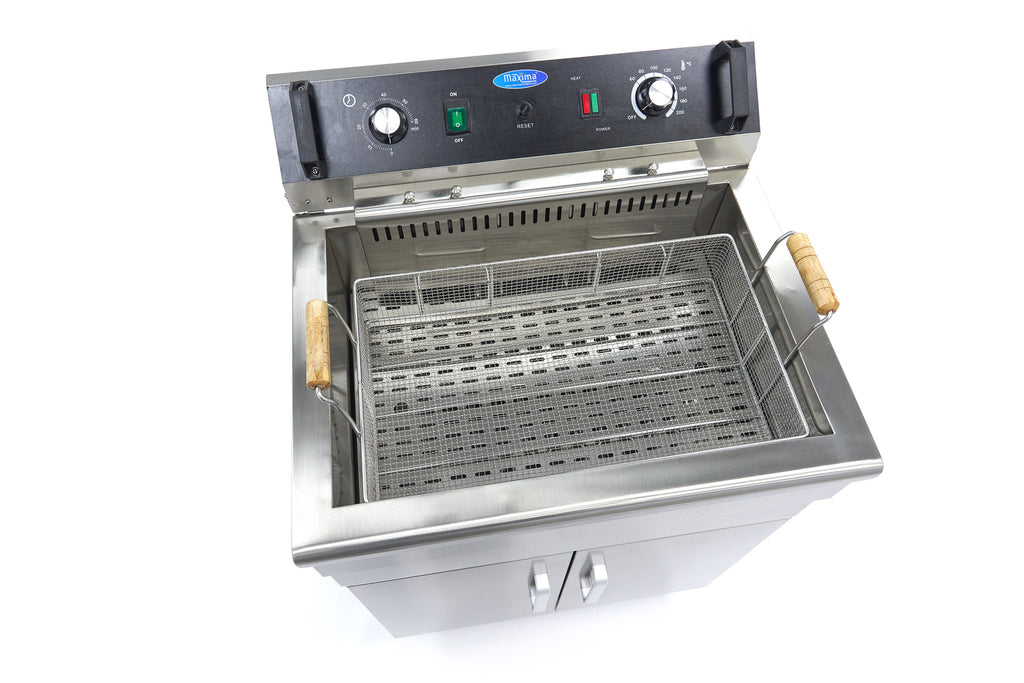 Fritteuse - Professionell - 30L - 1 Korb - mit Ablasshahn und Unterbau