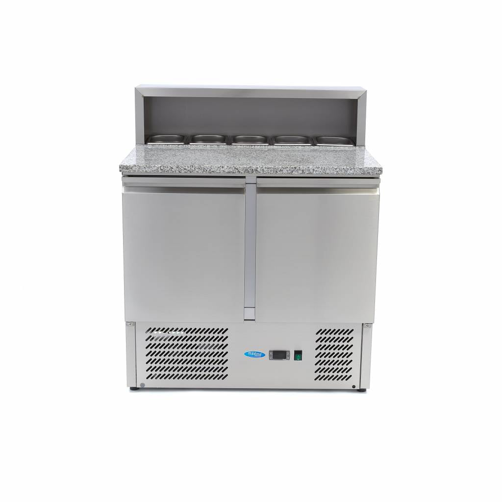 Mesas Refrigerado para Pizzas Preparacion - Profesional - 90cm - 2 Puertas - para 5 x 1/6 GN - incl Tapa de Acero Inoxidable
