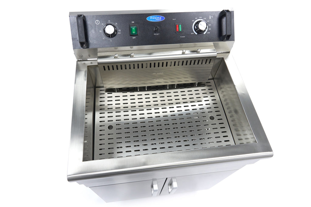 Fritteuse - Professionell - 30L - 1 Korb - mit Ablasshahn und Unterbau