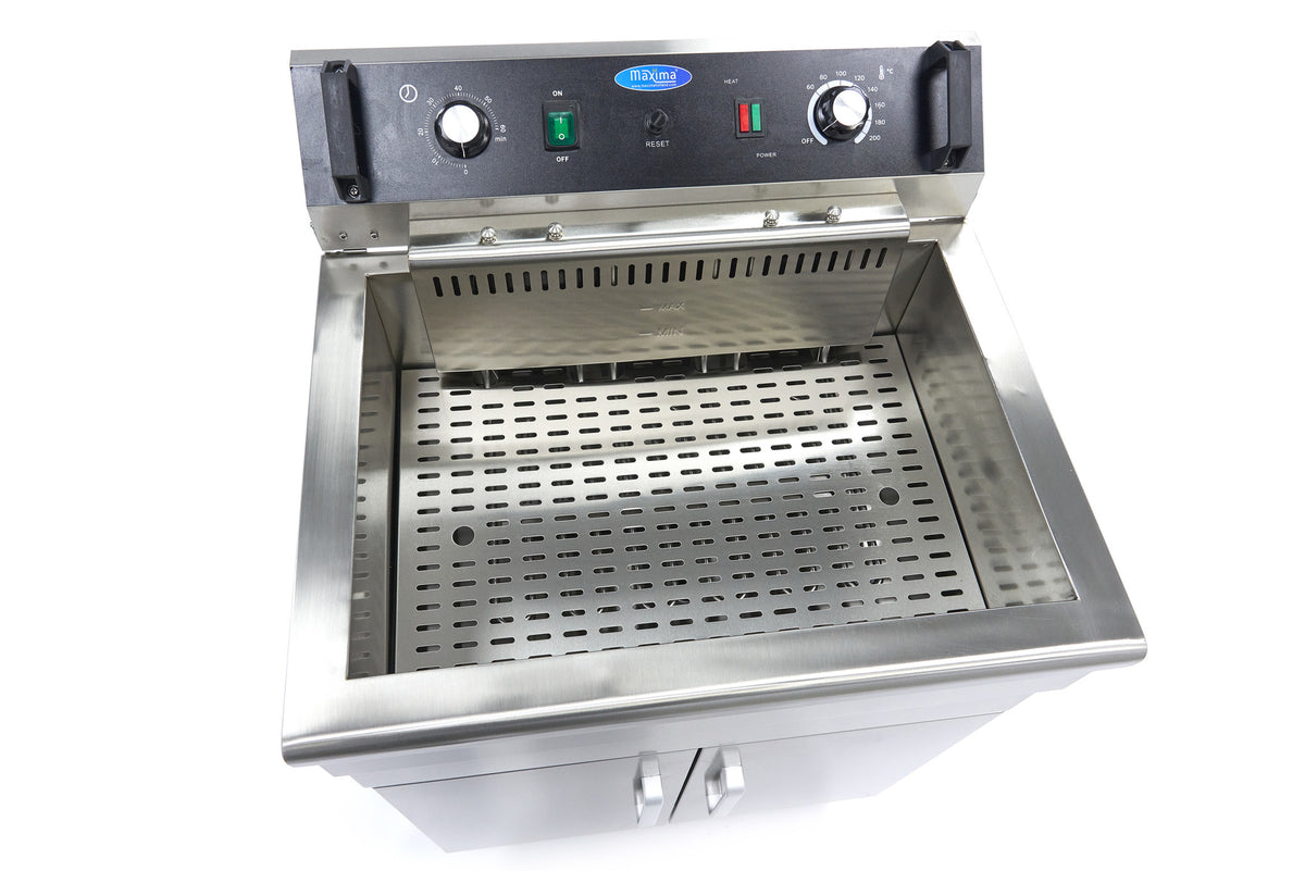 Fritteuse - Professionell - 30L - 1 Korb - mit Ablasshahn und Unterbau