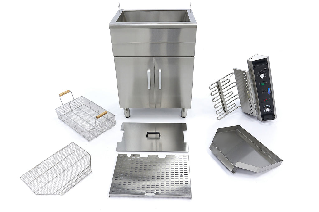 Fritteuse - Professionell - 30L - 1 Korb - mit Ablasshahn und Unterbau