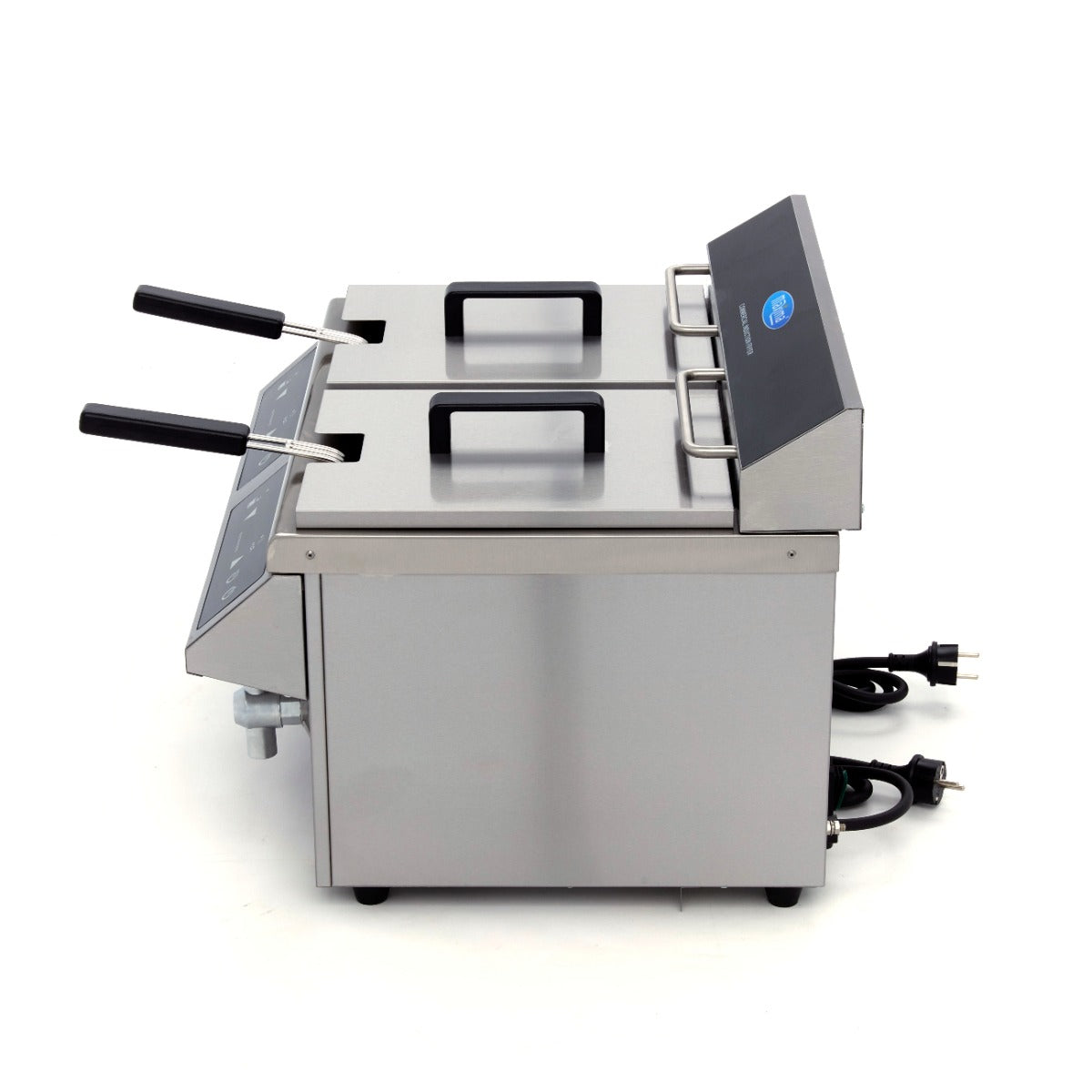 Doppel-Induktionsfritteuse - Professionell - 2 x 8L - 2 Körbe - Mit Ablasshahn