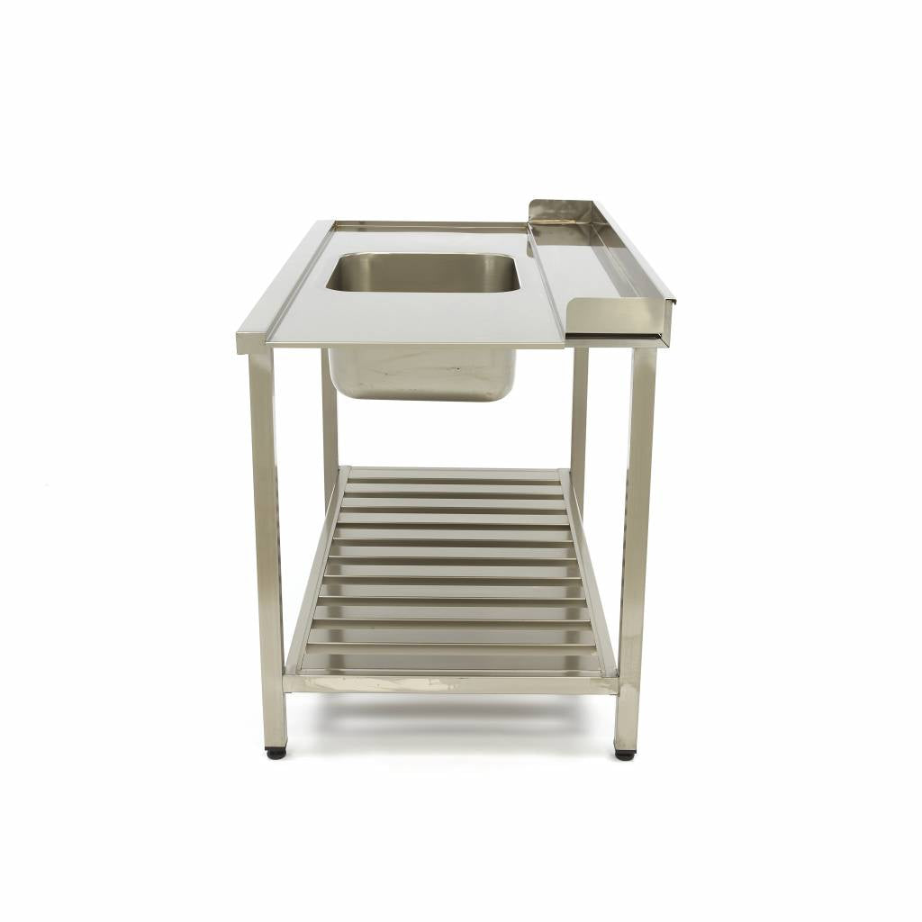 Mesa para Lavavajillas - Profesional - 120 x 75cm - Izquierda - con Fregadero y Salpicadero - incl Estante de Almacenamiento
