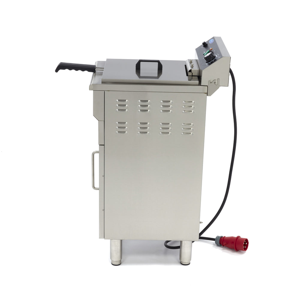 Fritteuse - Professionell - 16L - 1 Korb - Mit Ablasshahn und Unterbau - 400V