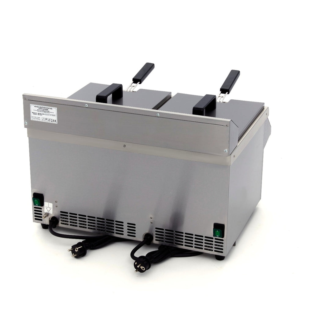 Doppel-Induktionsfritteuse - Professionell - 2 x 8L - 2 Körbe - Mit Ablasshahn