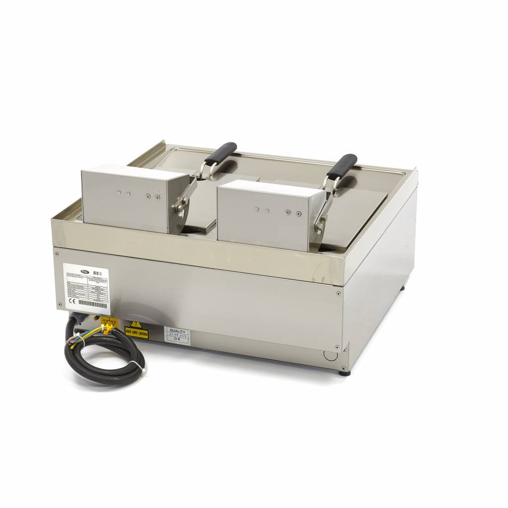 Freidora - Profesional - 2 x 10L - 2 Cestas - con Grifo de Vaciado - 400V