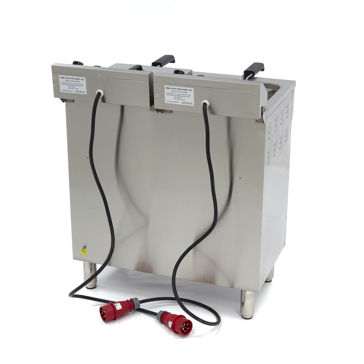 Freidora - Profesional - 2 x 16L - 2 Cestas - con Grifo de Vaciado y Soporte - 400V
