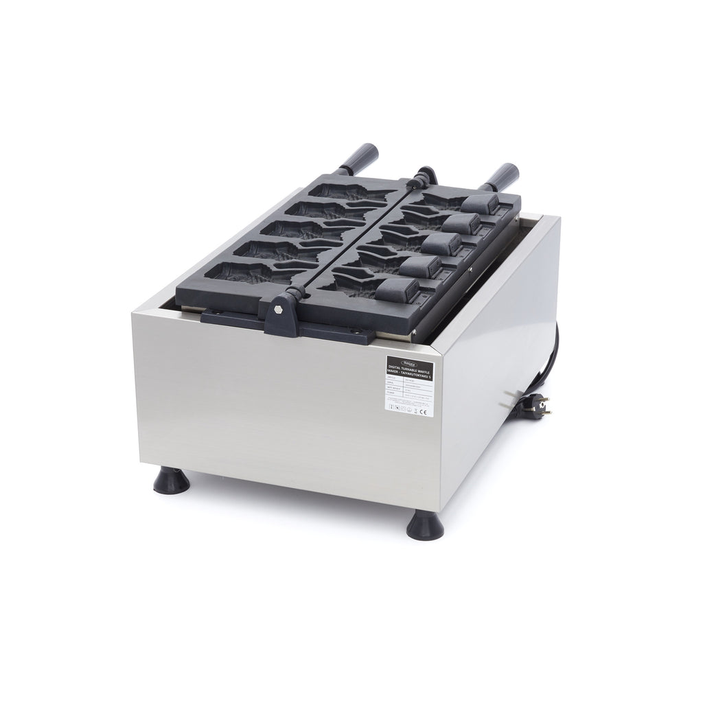 Waffeleisen - Professionell - 5 Taiyaki-/Fischformen - Drehbar - Digital