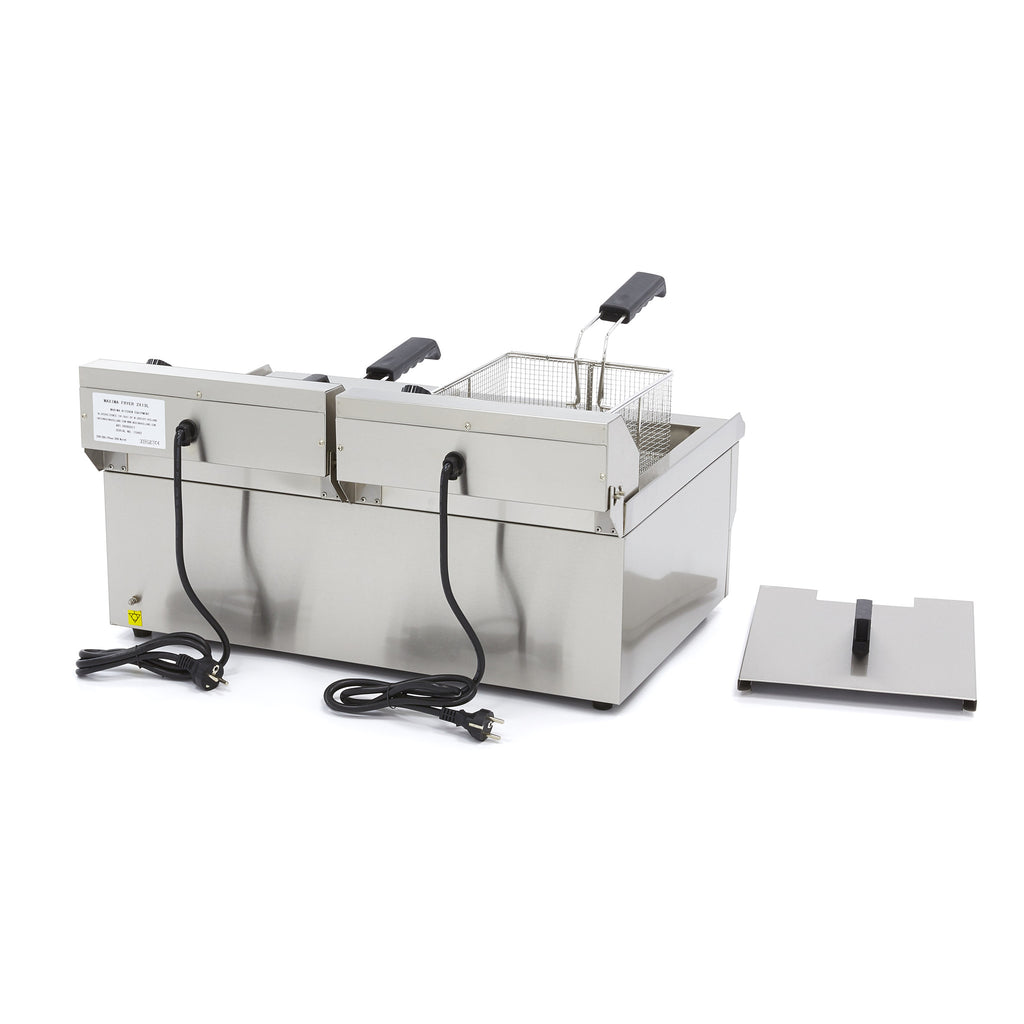 Freidora - Profesional - 2 x 16L - 2 Cestas - con Grifo de Vaciado