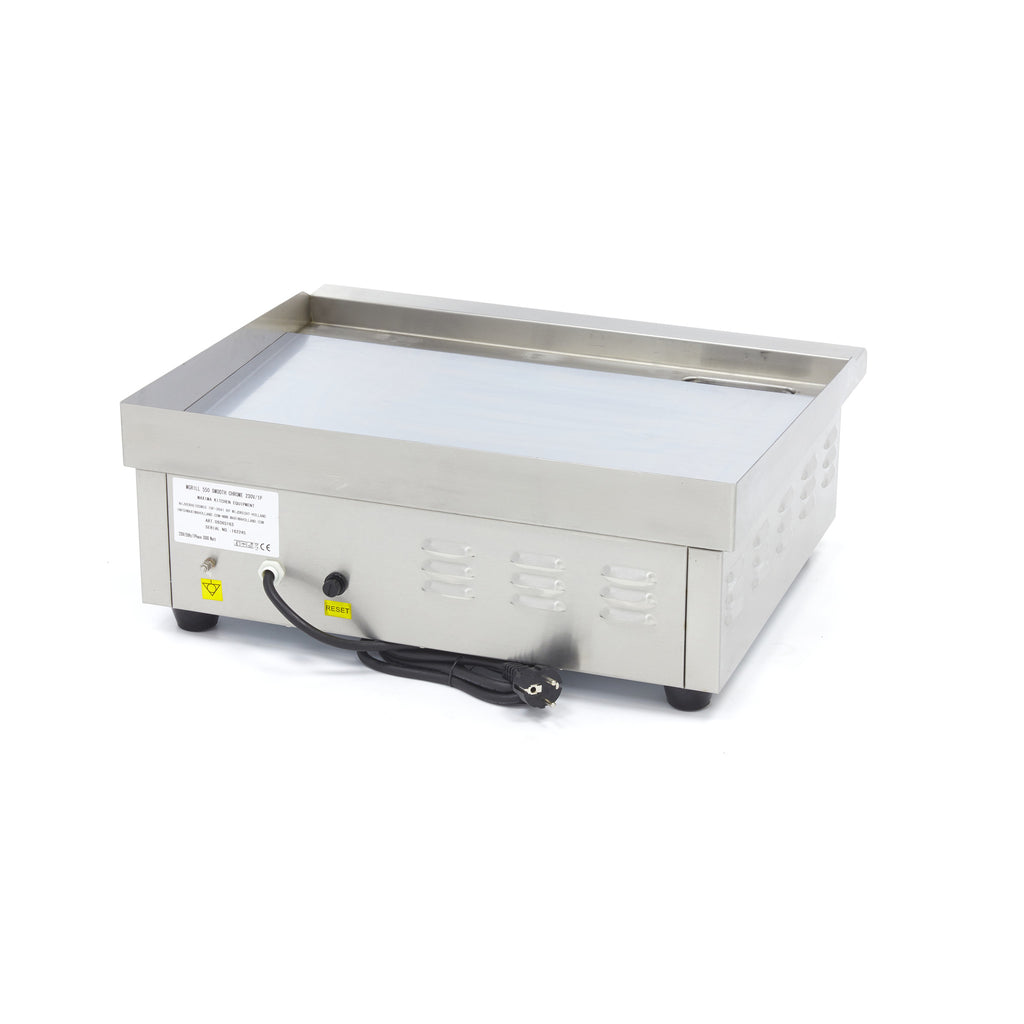 Grillplatte - Professionell - Glatt, verchromt - 55cm - inkl. Fettauffangschale