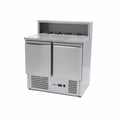 Mesas Refrigerado para Pizzas Preparacion - Profesional - 90cm - 2 Puertas - para 5 x 1/6 GN - incl Tapa de Acero Inoxidable