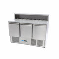 Mesas Refrigerado para Pizzas Preparacion - Profesional - 137cm - 3 Puertas - para 8 x 1/6 GN - incl Tapa de Acero Inoxidable