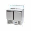Mesas Refrigerado para Pizzas Preparacion - Profesional - 90cm - 2 Puertas - para 5 x 1/6 GN - incl Tapa de Cristal