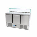 Banco refrigerato per pizza - Professionale - 137 cm - 3 porte - per 8 x GN 1/6 - con coperchio in vetro