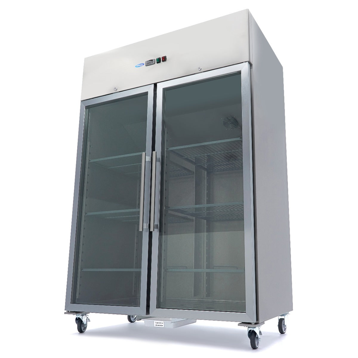 Frigorífico - Profissional - 1400L - 6 prateleiras ajustáveis (2/1 GN) - aço inoxidável - com portas de vidro
