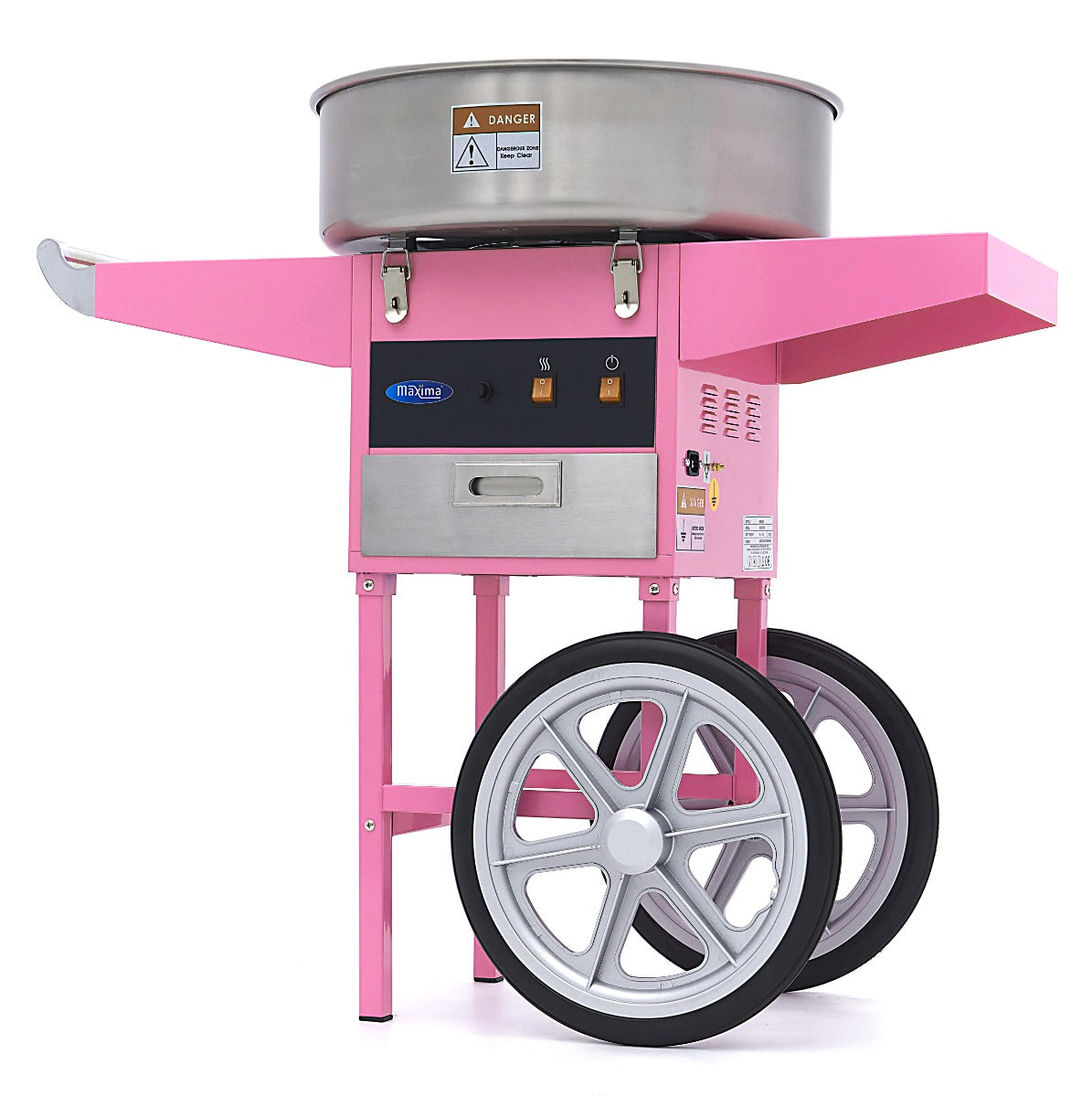 Zuckerwattemaschine - Professionell - Ø 52 cm - Rosa - Wagen
