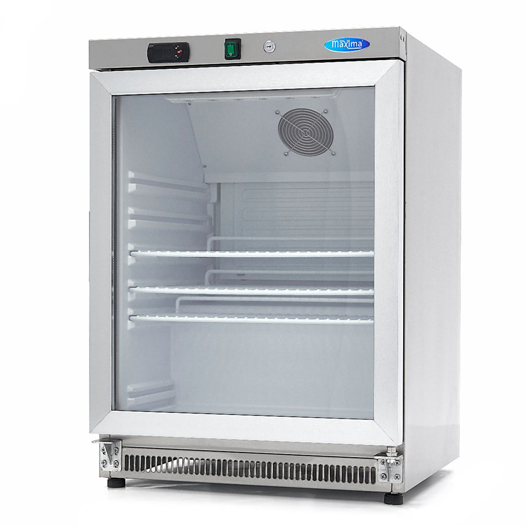 Frigorifero - Professionale - 200L - acciaio inox - con porta in vetro