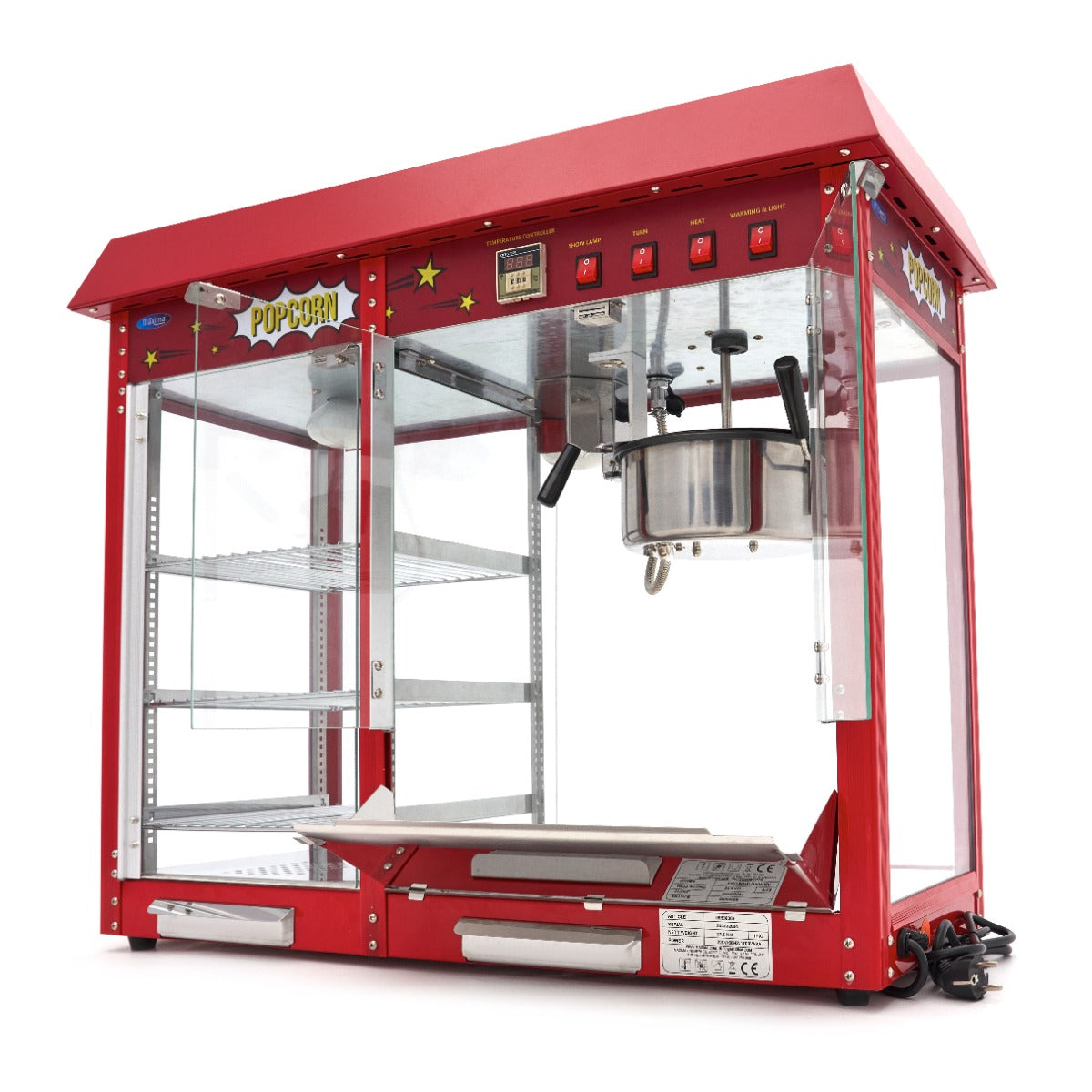 Máquina de palomitas - Profesional - 150gr - con vitrina de calentamiento