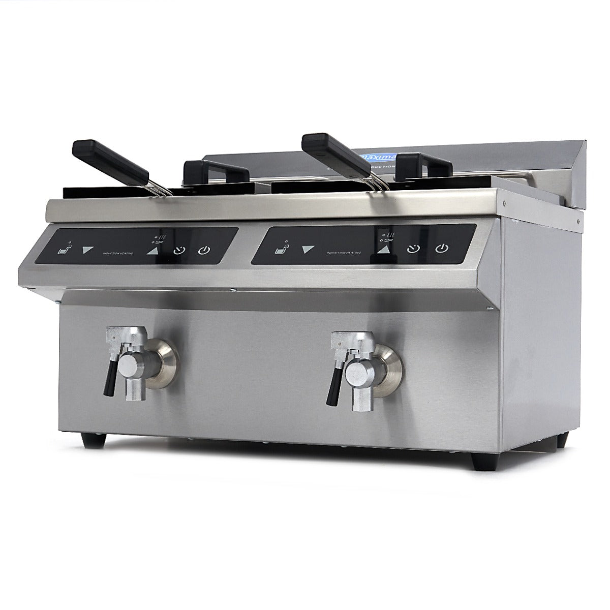 Doppel-Induktionsfritteuse - Professionell - 2 x 8L - 2 Körbe - Mit Ablasshahn