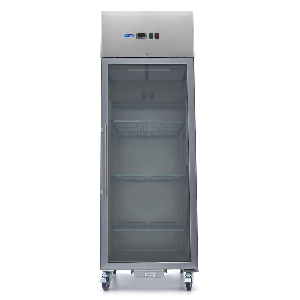 Frigorífico - Profissional - 600L - 3 prateleiras reguláveis (2/1 GN) - aço inoxidável - com porta de vidro