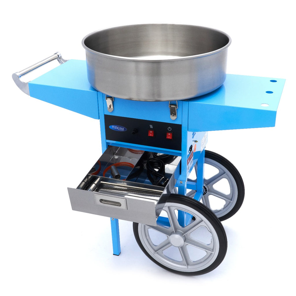Máquina de Algodón de Azúcar - Profesional - Ø 52cm - Azul - con Carrito