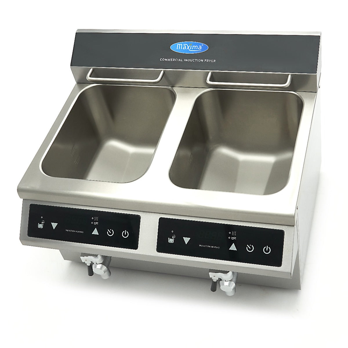 Doppel-Induktionsfritteuse - Professionell - 2 x 8L - 2 Körbe - Mit Ablasshahn