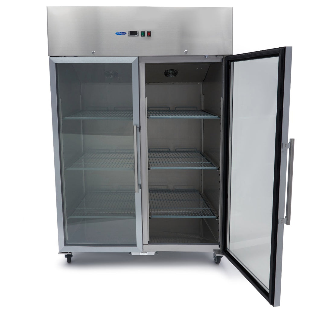 Congelador - Profissional - 1200L - 6 prateleiras reguláveis (2/1 GN) - aço inoxidável - com portas de vidro