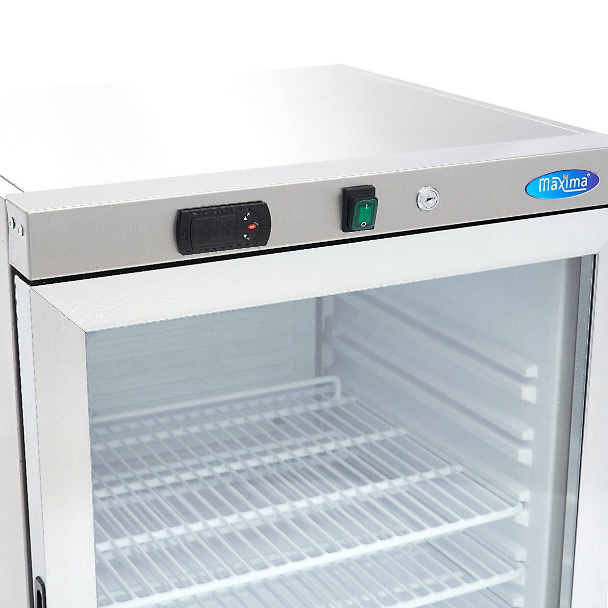 Frigorifero - Professionale - 200L - acciaio inox - con porta in vetro