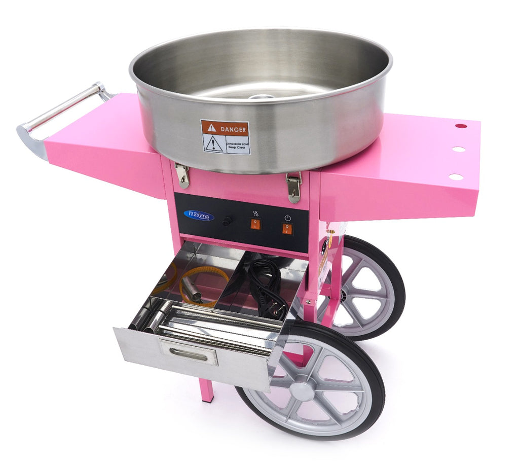 Zuckerwattemaschine - Professionell - Ø 52 cm - Rosa - Wagen