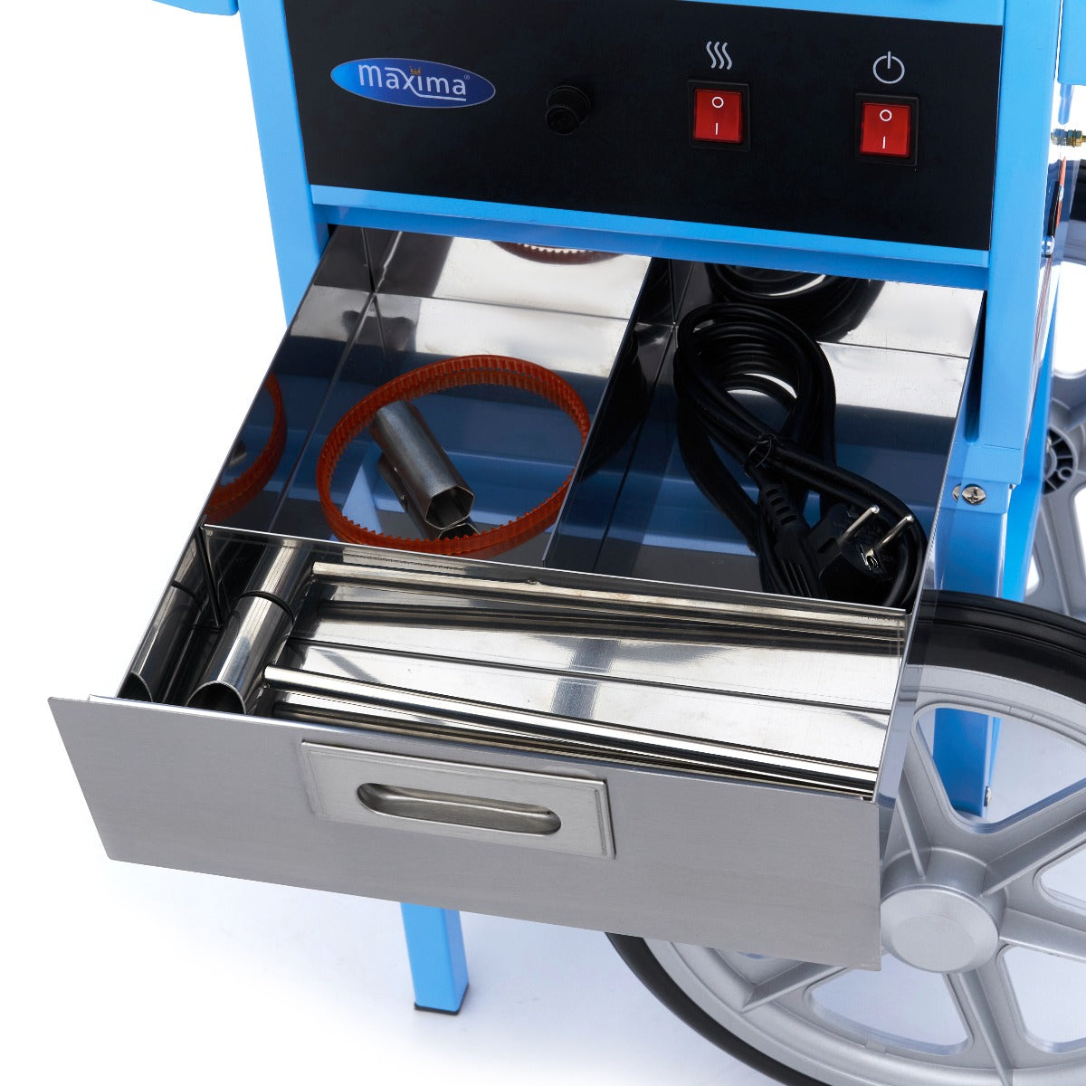 Máquina de Algodón de Azúcar - Profesional - Ø 52cm - Azul - con Carrito
