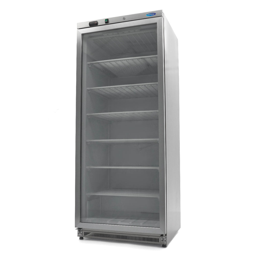 Congelador - Profissional - 600L - 6 prateleiras fixas - Aço inoxidável - com porta de vidro