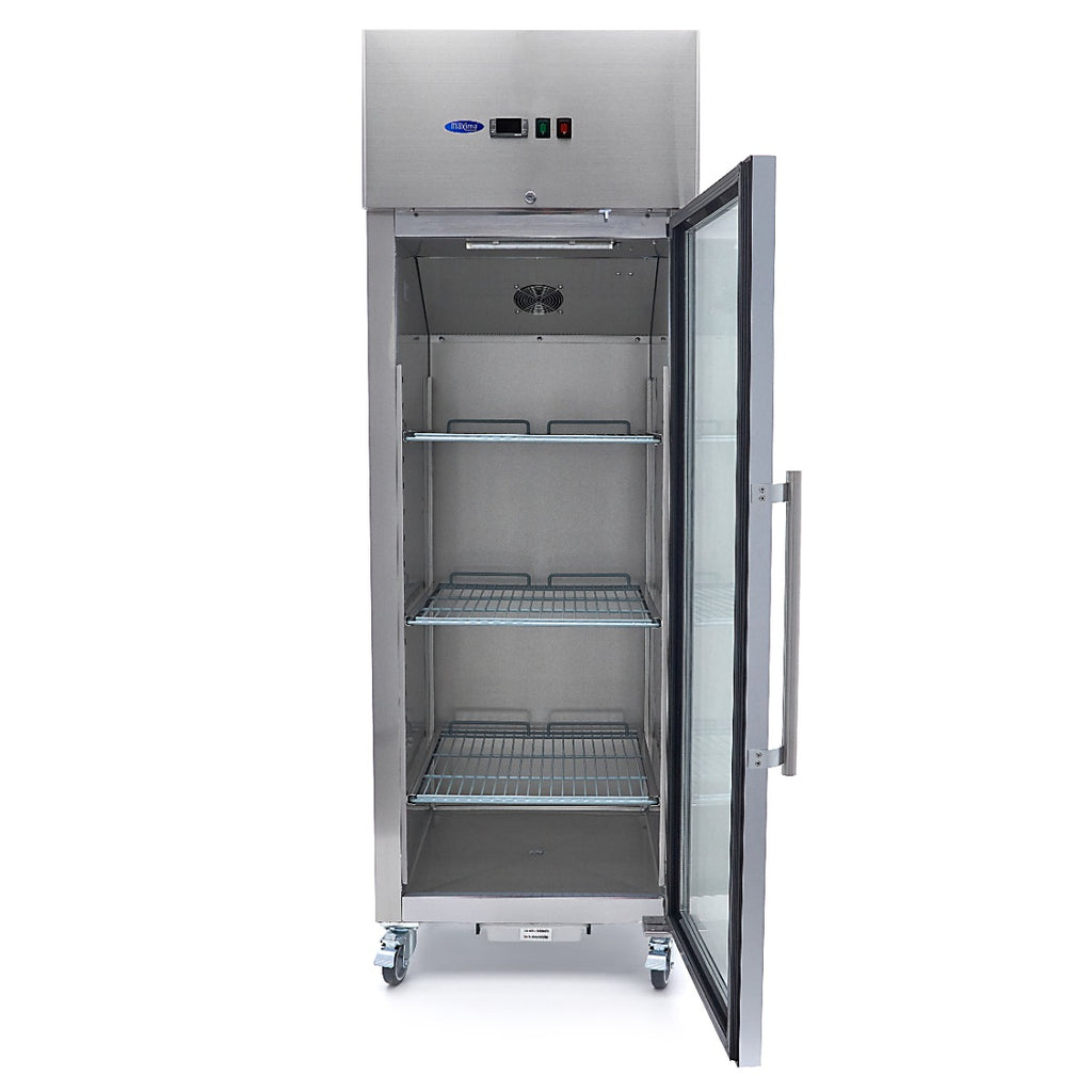 Frigorífico - Profissional - 600L - 3 prateleiras reguláveis (2/1 GN) - aço inoxidável - com porta de vidro
