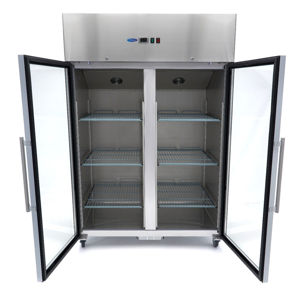 Congelador - Profissional - 1200L - 6 prateleiras reguláveis (2/1 GN) - aço inoxidável - com portas de vidro