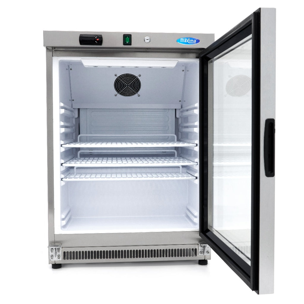 Frigorifero - Professionale - 200L - acciaio inox - con porta in vetro