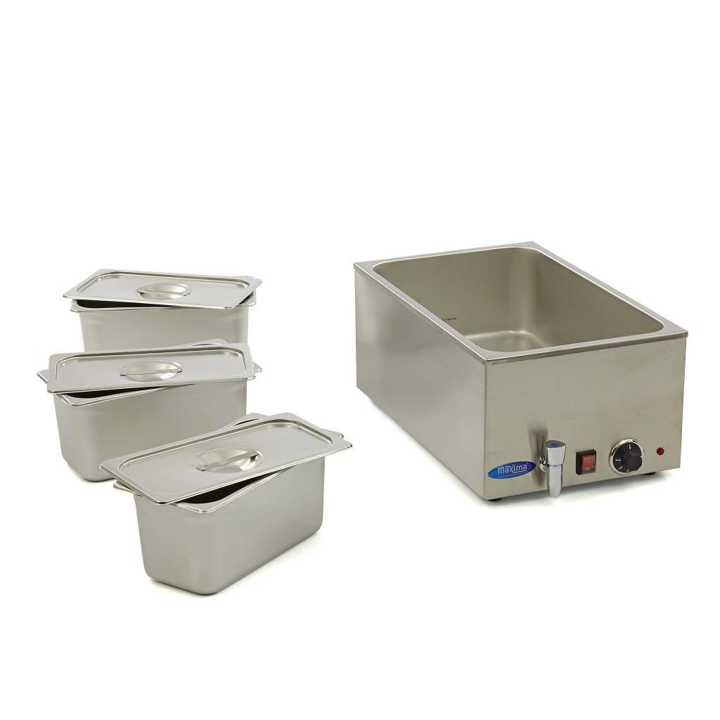Baño María - Profesional - con Grifo - incl 3 x 1/3 GN Set - Eléctrico