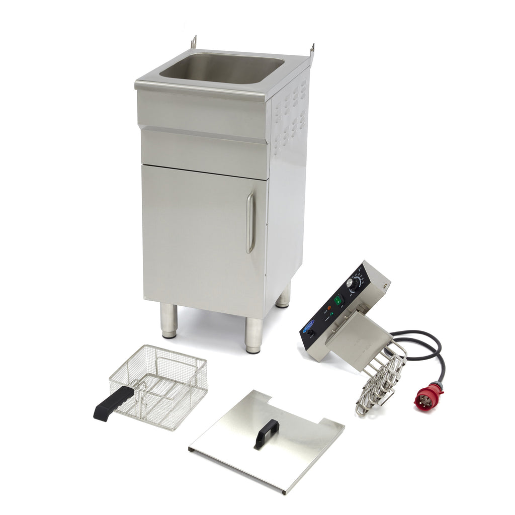 Fritteuse - Professionell - 16L - 1 Korb - Mit Ablasshahn und Unterbau - 400V