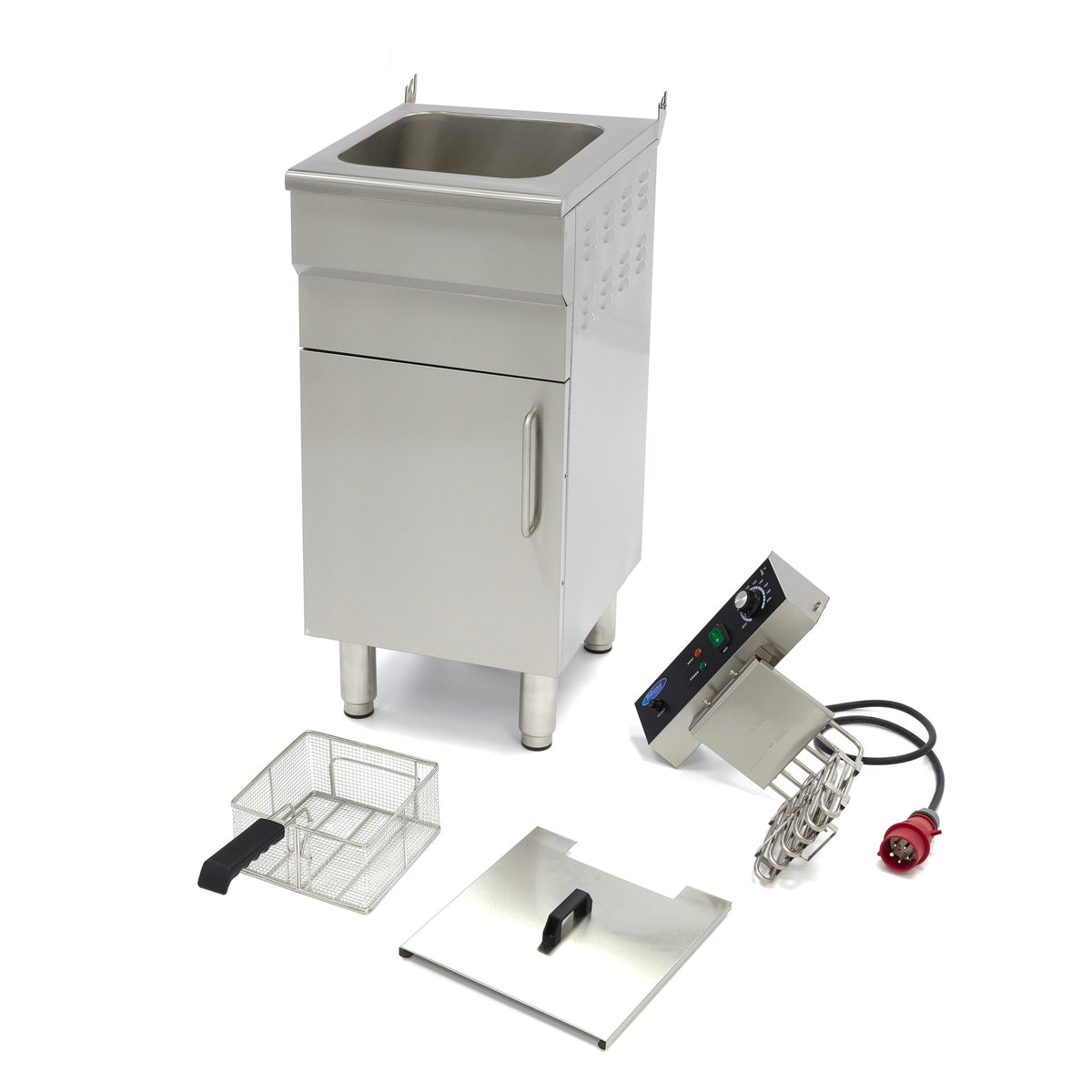 Fritteuse - Professionell - 16L - 1 Korb - Mit Ablasshahn und Unterbau - 400V