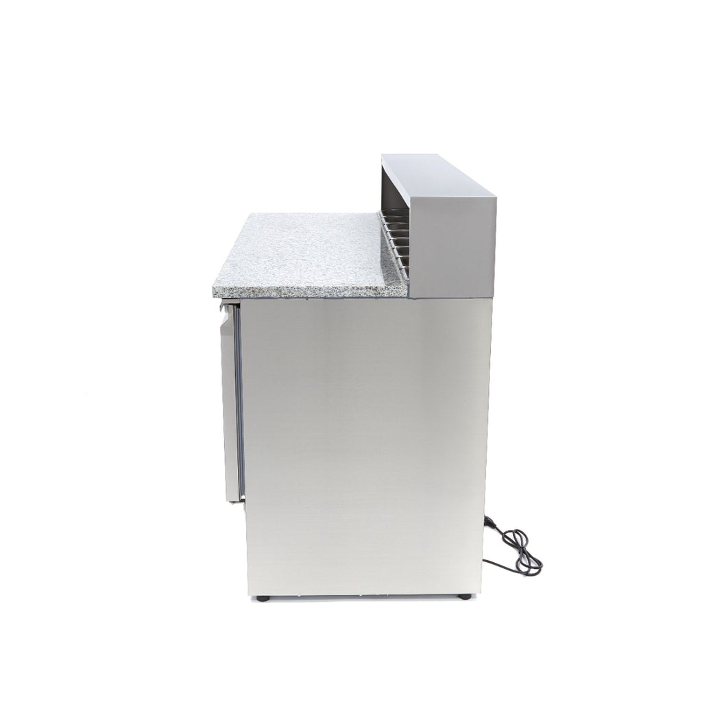 Mesas Refrigerado para Pizzas Preparacion - Profesional - 137cm - 3 Puertas - para 8 x 1/6 GN - incl Tapa de Acero Inoxidable