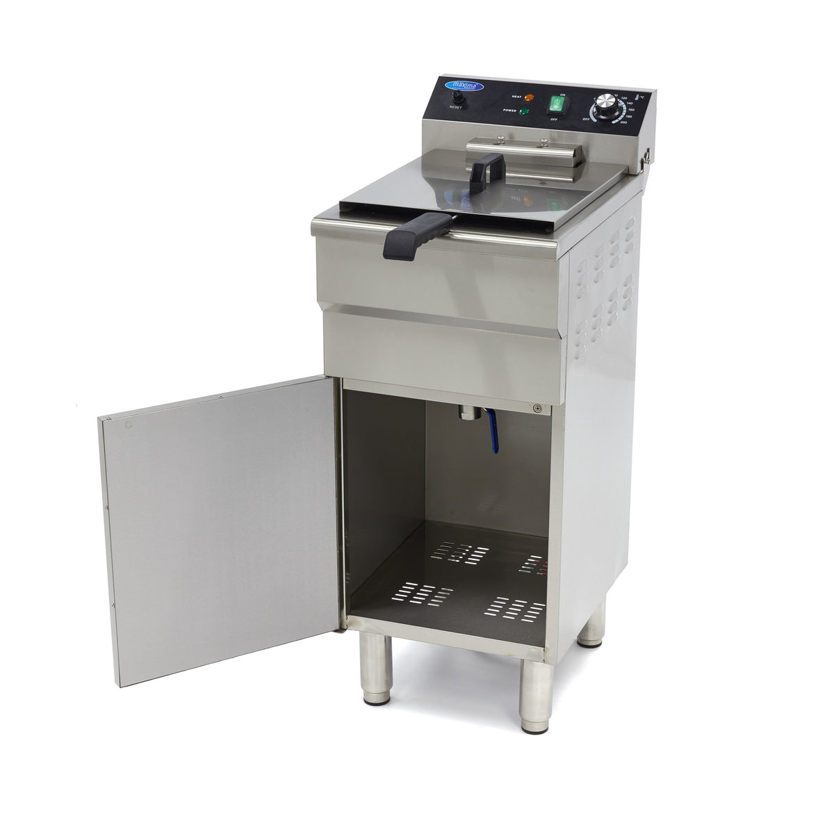 Fritteuse - Professionell - 16L - 1 Korb - Mit Ablasshahn und Unterbau - 400V