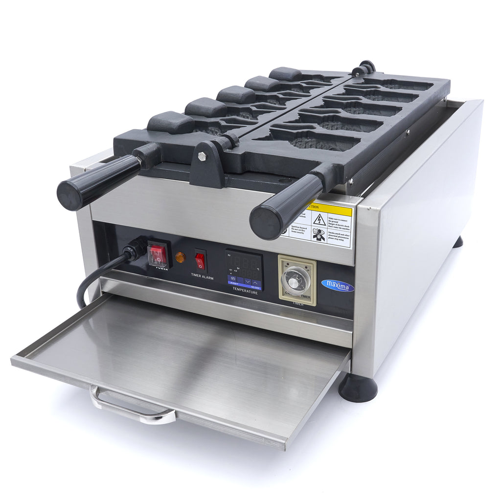 Waffeleisen - Professionell - 5 Taiyaki-/Fischformen - Drehbar - Digital