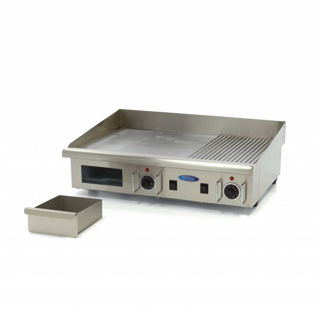 Grillplatte - Professionell - halb geriffelt - 73cm - inkl. Auffangschale - 400V