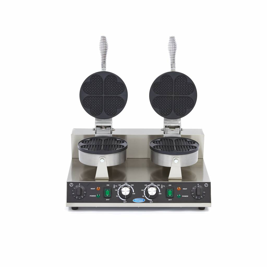 Piastra per Waffle - Professionale - 8 Waffle - Cuori - Doppia