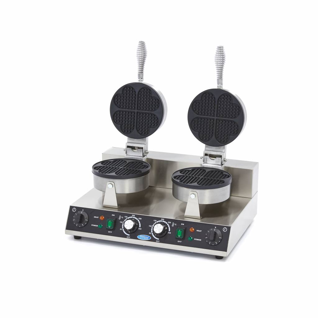 Piastra per Waffle - Professionale - 8 Waffle - Cuori - Doppia