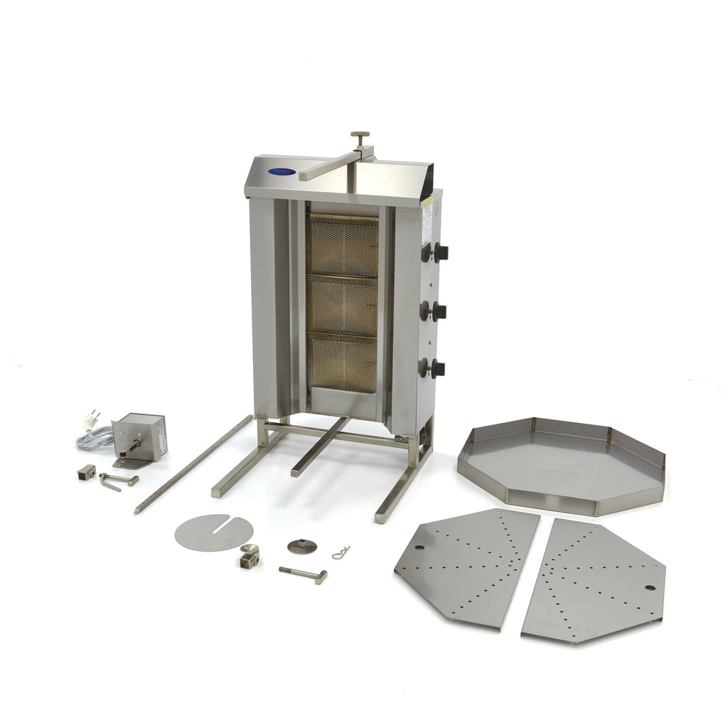 Kebabgrill - Professionell - 3 Brenner - 30 kg Fleisch - Gas
