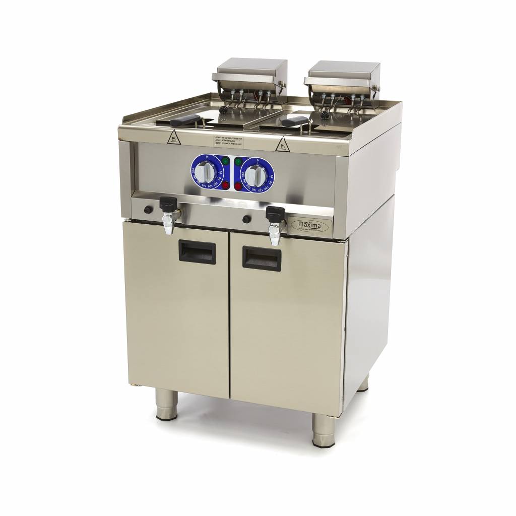 Freidora - Profesional - 2 x 10L - 2 Cestas - con Grifo de Vaciado - 400V